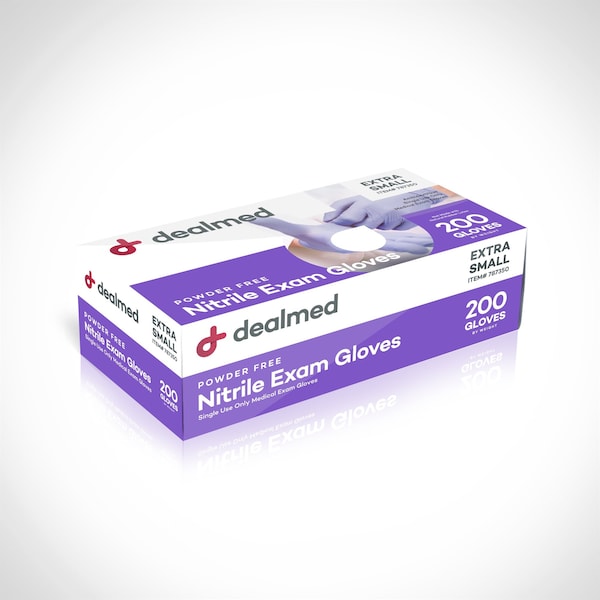 Dealmed Disposable Gloves, Nitrile, Powder-Free, XS, 2000 PK, Blue/Violet 787350 - main